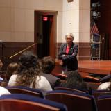 Rep. Beatty delivers opening remarks to students at the awards ceremony.