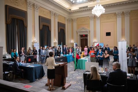 Rep. Kim addresses attendees at the Financial Literacy Resource Fair